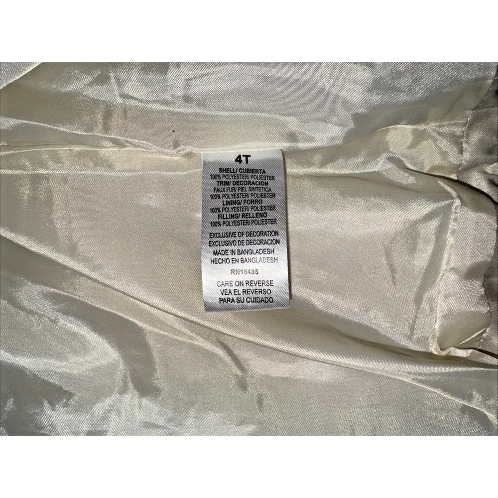 Tahari Puffer‎ Coat Fur Trim Girl Size 4T